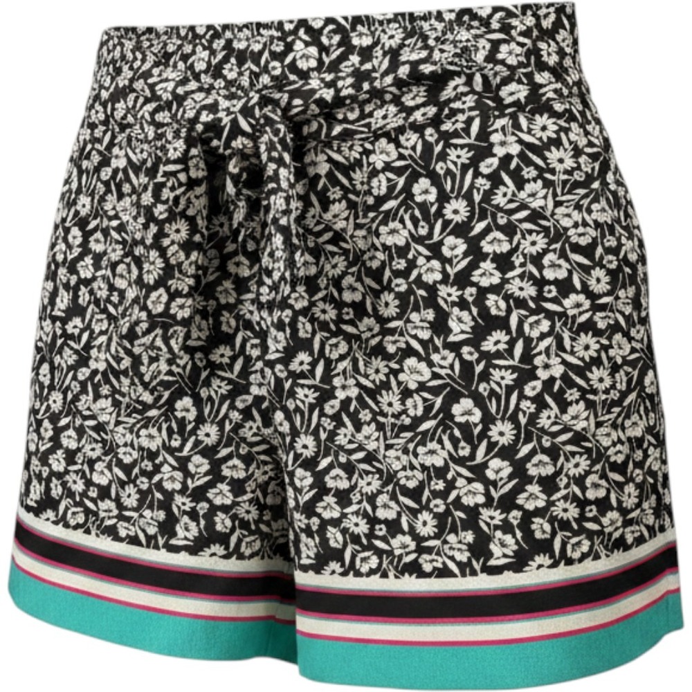 Maeve Anthropologie Scarf Shorts Women XS Floral Print Tie Waist Black White